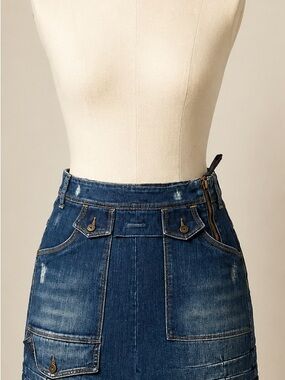 Marithe Francois Girbaud Distressed Denim Mini Skirt - Blue